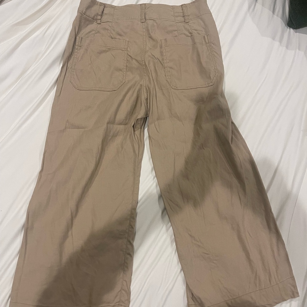 BEIGE EUC 31P Anthropologie Maeve Colette linen blend cropped wide leg pants - Picture 6 of 6